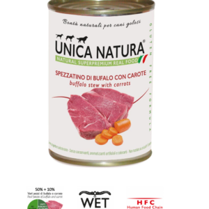 Alimento Umido Cane - Unica Natura - Spezzatino di Bufalo con Carote - UNICO REAL MAXI Gr.400
