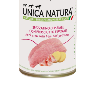 Alimento Umido Cane - Unica Natura - Spezzatino di Maiale con Prosciutto e Patate - U. REAL MAXI Gr.400