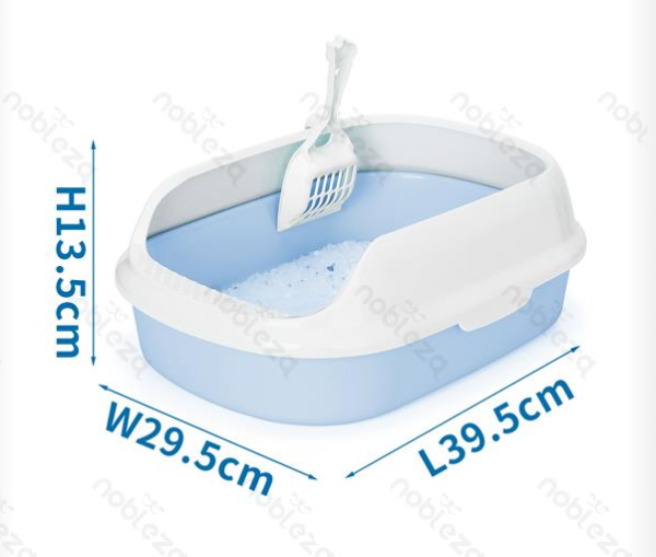 Igiene - Cura - Bellezza - Gatto - Scoop Bacinella Gatto Con Paletta Omaggio S Cm.39.5X29.5X13.5 Azzurra