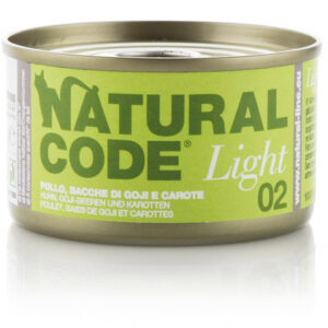 Alimento Umido Gatto – Natural Code 02 Light Pollo Bacche Di Gojl & Carote