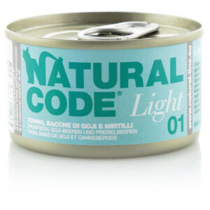 Alimento Umido Gatto – Natural Code 01 Light Tonno Bacche Di Gojl & Mirtilli