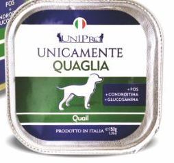 Alimento Umido Cane –UNIPRO Vaschetta Adulto Quaglia gr. 150