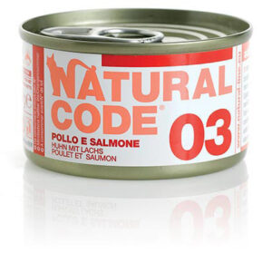 Alimento Umido Gatto – Natural Code 03 Pollo E Salmone gr.85