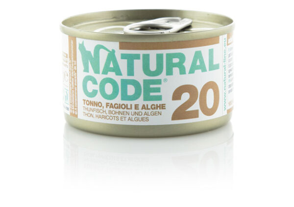 Alimento Umido Gatto – Natural Code 20 Tonno Fagioli E Alghe gr.85