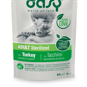 Alimento Umido Gatto - Oasy Adult Sterilizzato Bocconcini In Salsa Tacchino gr.85