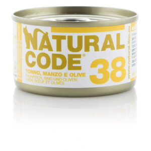 Alimento Umido Gatto – Natural Code 38 Tonno Manzo E Olive gr.85