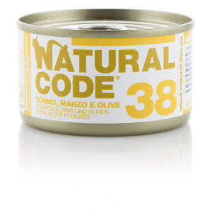 Alimento Umido Gatto – Natural Code 38 Tonno Manzo E Olive gr.85