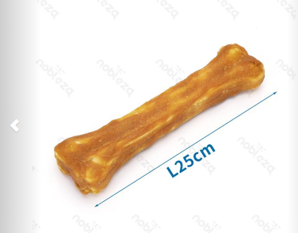 Snack & Gioco Per Cani - Nob Osso In Pelle Bianco Rivestito Con Carne Essiccata gr.330  Pezzi 1