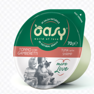 Alimento Umido Gatto – Oasy Coppetta In Salsa Naturale Tonno Con Gamberetti gr.70