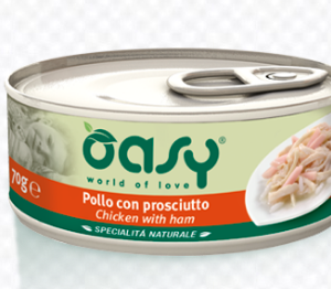 Alimento Umido Gatto – Oasy Specialità Naturali Pollo Con Prosciutto gr.150