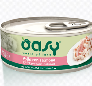 Alimento Umido Gatto – Oasy Specialità Naturali Pollo Con Salmone gr.150