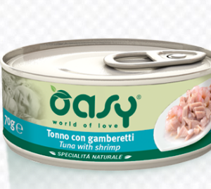 Alimento Umido Gatto – Oasy Specialità Naturali Tonno Con Gamberetti  gr.70