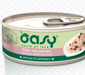 Alimento Umido Gatto – Oasy Specialità Naturali Pollo Con Spinaci gr.150